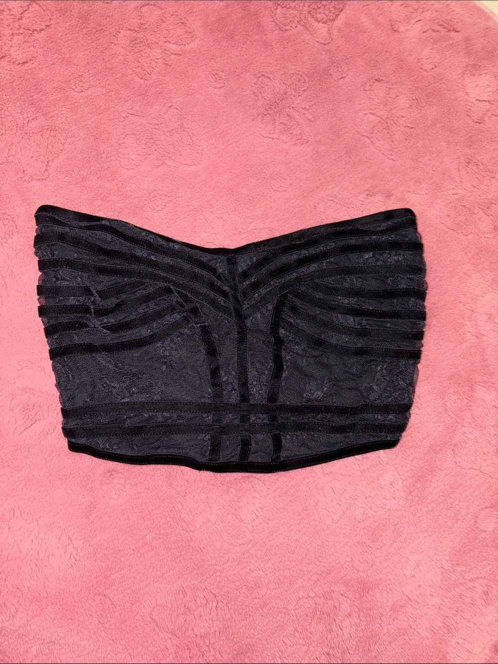 Free People Black Lace Strapless Crop Top